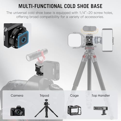 Mechrig Triple Cold Shoe Mount with 1/4" Thread, Aluminum Camera Hot Shoe Extension Bracket with 3 Port Cold Shoe Mounts for LED Video Light Monitor Microphone Camera Cage (62011) - Image 4