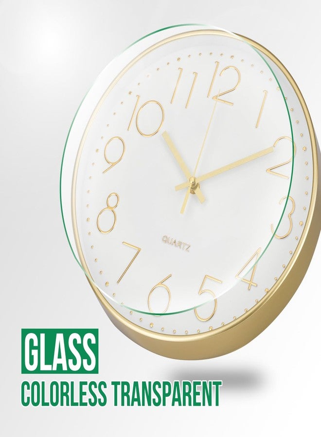bakbrand Wall Clock 12 Inch Non-Ticking Silent Modern Simple Style Round Decor Clock Gold Stereoscopic Dial Quartz Wall Clocks for Home/Office/School/Living Room/Bedroom/Kitchen - Image 5