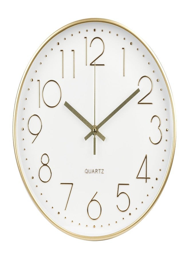 bakbrand Wall Clock 12 Inch Non-Ticking Silent Modern Simple Style Round Decor Clock Gold Stereoscopic Dial Quartz Wall Clocks for Home/Office/School/Living Room/Bedroom/Kitchen - Image 1