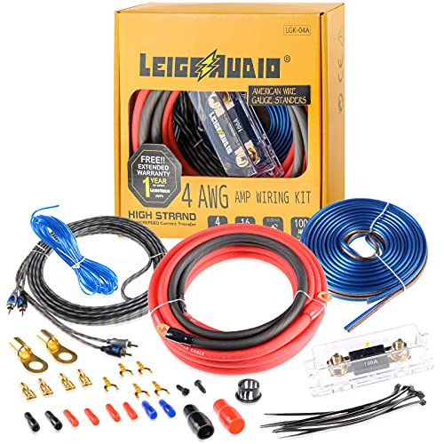 LEIGESAUDIO 4 Gauge Amp Wiring Kit Ture 4 AWG Amplifier Installation Wiring Kit - Car Subwoofer Wiring Kit Helps You Make Connections and Brings Power to Your Radio, Subwoofer and Speakers - Image 1
