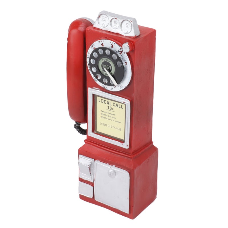 Decorative Phone Model Fashionable Classic Vintage Exquisite Resin Telephone Model Decoration for Bar Red - Image 4