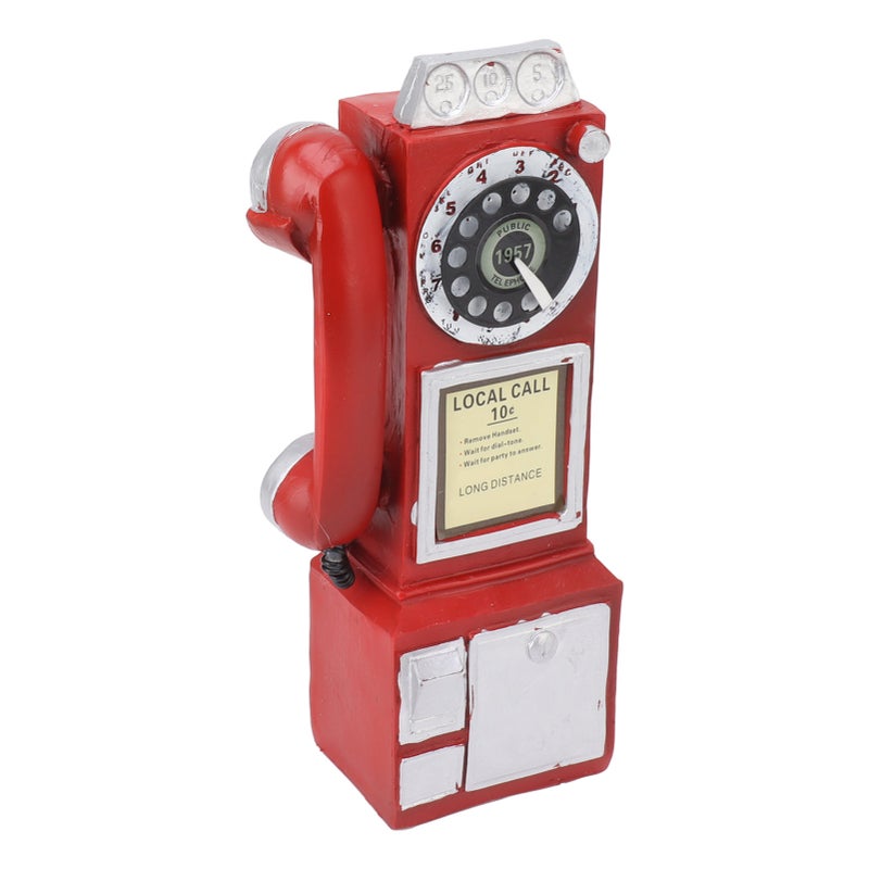 Decorative Phone Model Fashionable Classic Vintage Exquisite Resin Telephone Model Decoration for Bar Red - Image 5