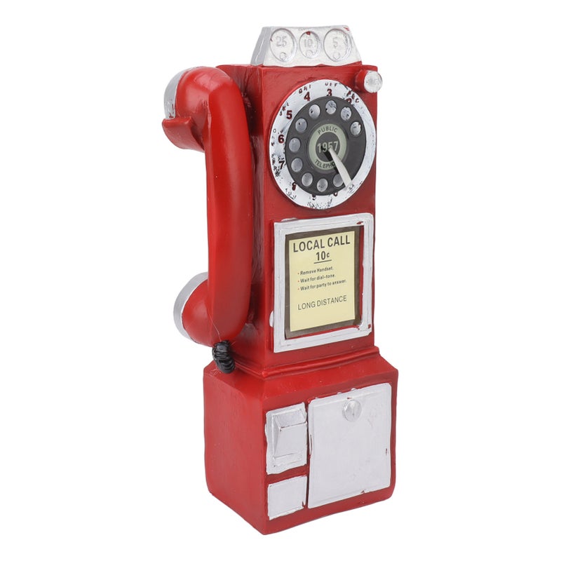 Decorative Phone Model Fashionable Classic Vintage Exquisite Resin Telephone Model Decoration for Bar Red - Image 3