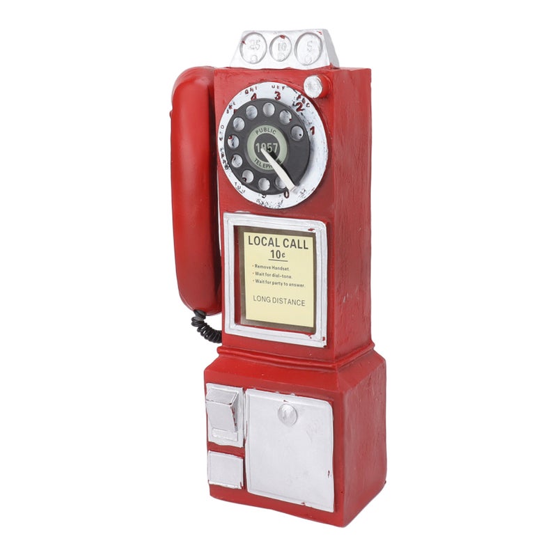 Decorative Phone Model Fashionable Classic Vintage Exquisite Resin Telephone Model Decoration for Bar Red - Image 2