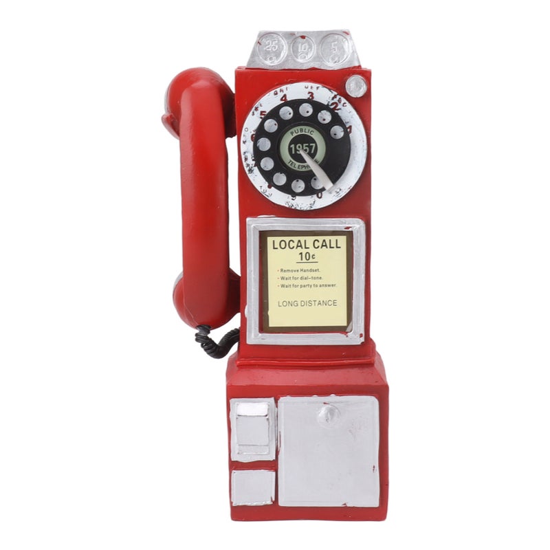Decorative Phone Model Fashionable Classic Vintage Exquisite Resin Telephone Model Decoration for Bar Red - Image 1
