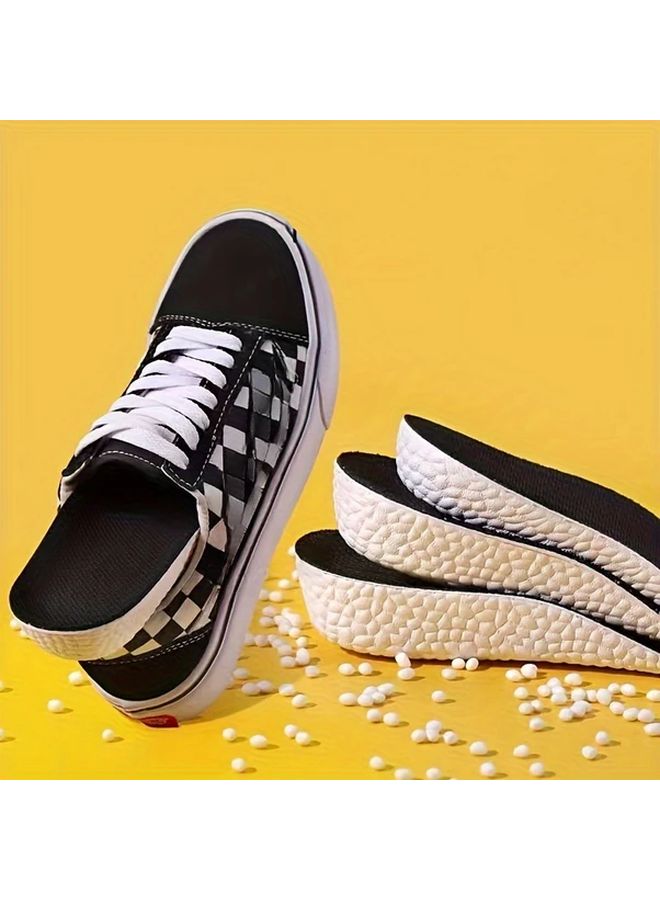 1 Pair Comfortable Invisible Height Increase Insoles 2.5cm White Black Textured Eva Material Heel Lift Insert For Boots Shoes Men Women Enhanced Support - Image 4