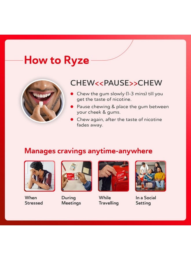 RYZE Nicotine Gum 2mg | Pack of 30 (270 gums) | Fresh Fennel | Freedom from Smoking & Tobacco | Easy on Throat | WHO & FDA Approved | Sugar Free | Teeth Whitening - Image 4