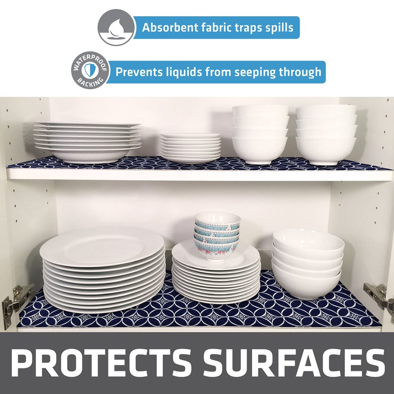 Drymate Premium Luxury Shelf & Drawer Liner Thick Cushioned Fabric Non-Adhesive Absorbent Waterproof Slip-Resistant Liners For Kitchen Cabinets Cupboards (Usa Made)(12 X59 )(2-Pack)(Indigo) - Image 3