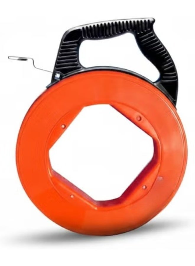 Giffex Fish Tape Reel Puller Conductive Electrical Cable Puller with Impact Case Electric or Communication Wire Puller Use for Drywall Ceiling under Rug Conduit or Pipe (15Meter) - Image 1