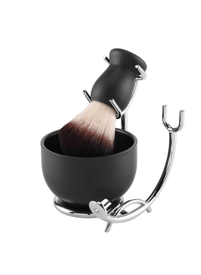 Aethland Shaving Brush Set with Black Solid Wood Handle, Shaving Kit for Men Includes Shaving Brush, Dia 3.1 inches Stainless Steel Shaving Bowl & Shaving Stand Wet Shaving Gifts for Men - Image 1