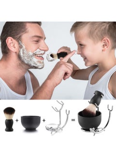 Aethland Aethland Shaving Brush Set with Black Solid Wood Handle, Shaving Kit for Men Includes Shaving Brush, Dia 3.1 inches Stainless Steel Shaving Bowl & Shaving Stand Wet Shaving Gifts for Men  - Image 5