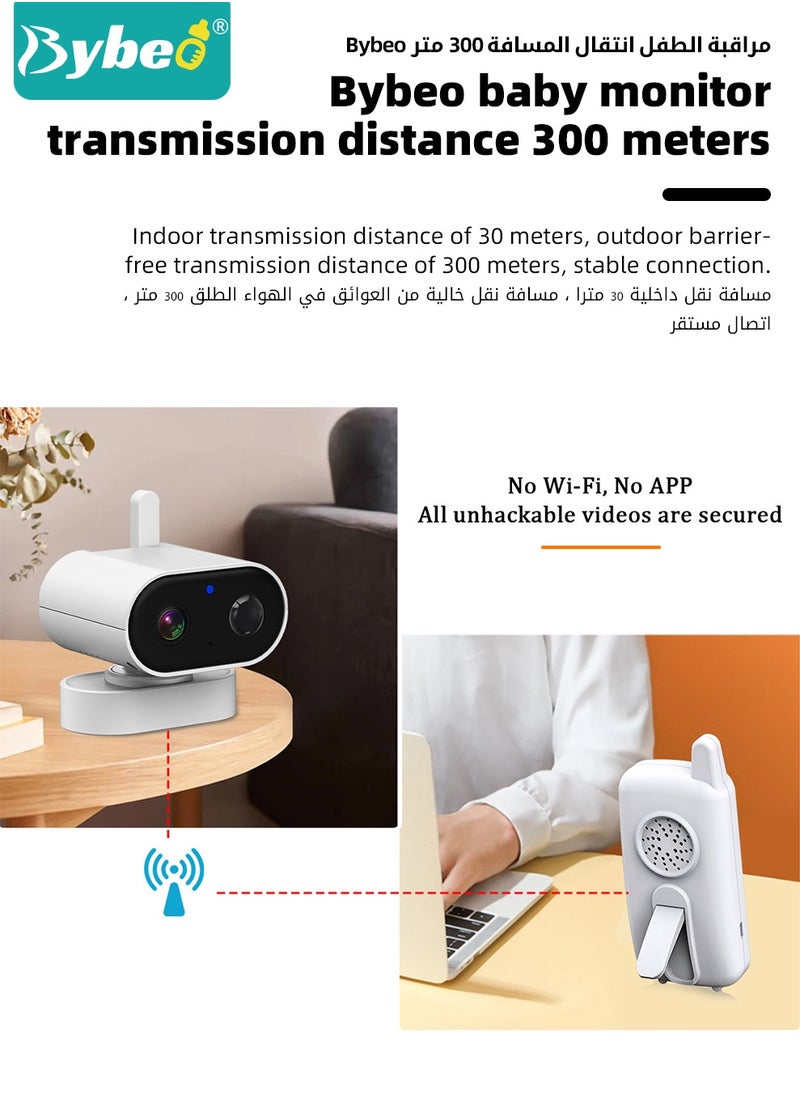 Upgrade Baby Monitor, 2.8 Inch LCD Display Baby Camera Monitor with Camera and 2-Way Audio, Ultra-Clear Night Vision, Temperature Sensor and 8 Lullabies, Ideal for Baby/Elderly/Pet