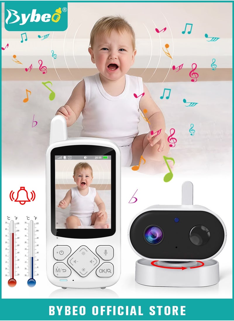 Bybeo Upgrade Baby Monitor, 2.8 Inch LCD Display Baby Camera Monitor with Camera and 2-Way Audio, Ultra-Clear Night Vision, Temperature Sensor and 8 Lullabies, Ideal for Baby/Elderly/Pet  - Image 1