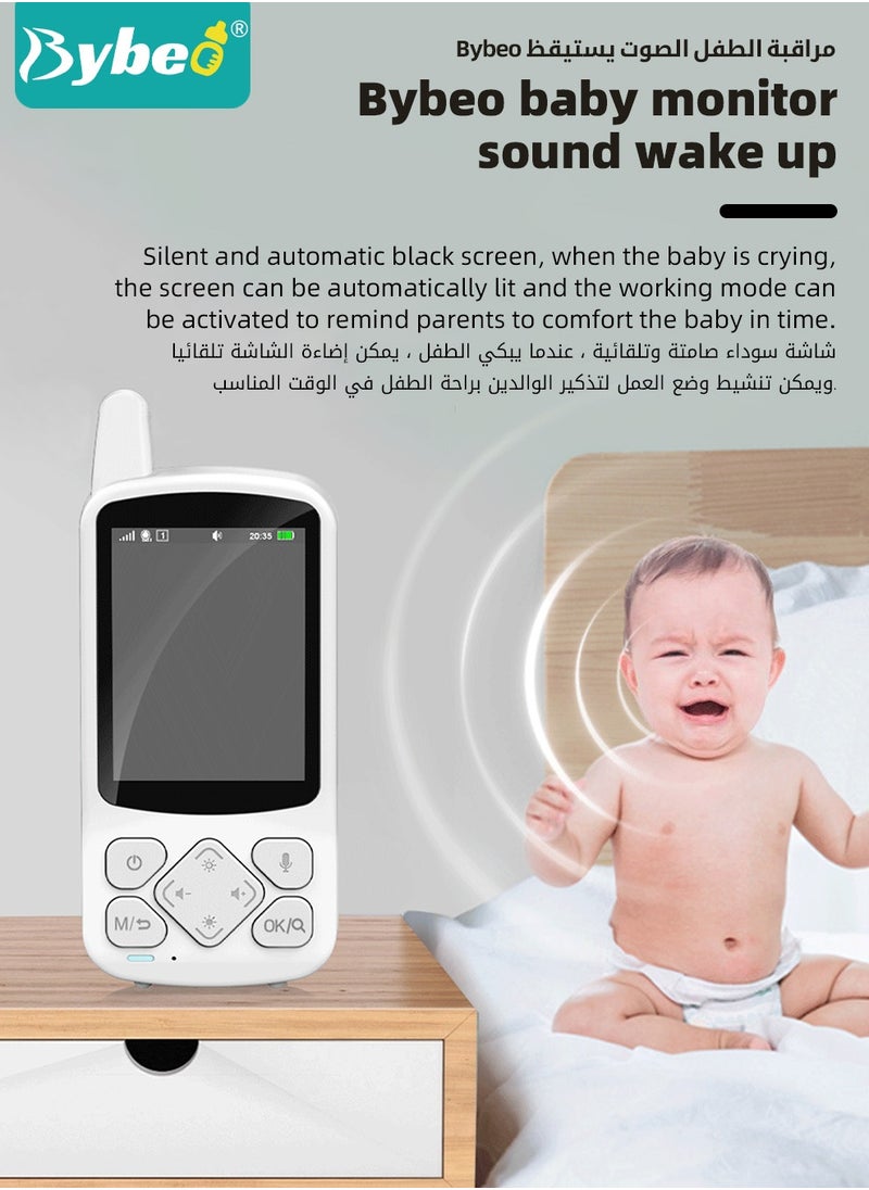 Upgrade Baby Monitor, 2.8 Inch LCD Display Baby Camera Monitor with Camera and 2-Way Audio, Ultra-Clear Night Vision, Temperature Sensor and 8 Lullabies, Ideal for Baby/Elderly/Pet
