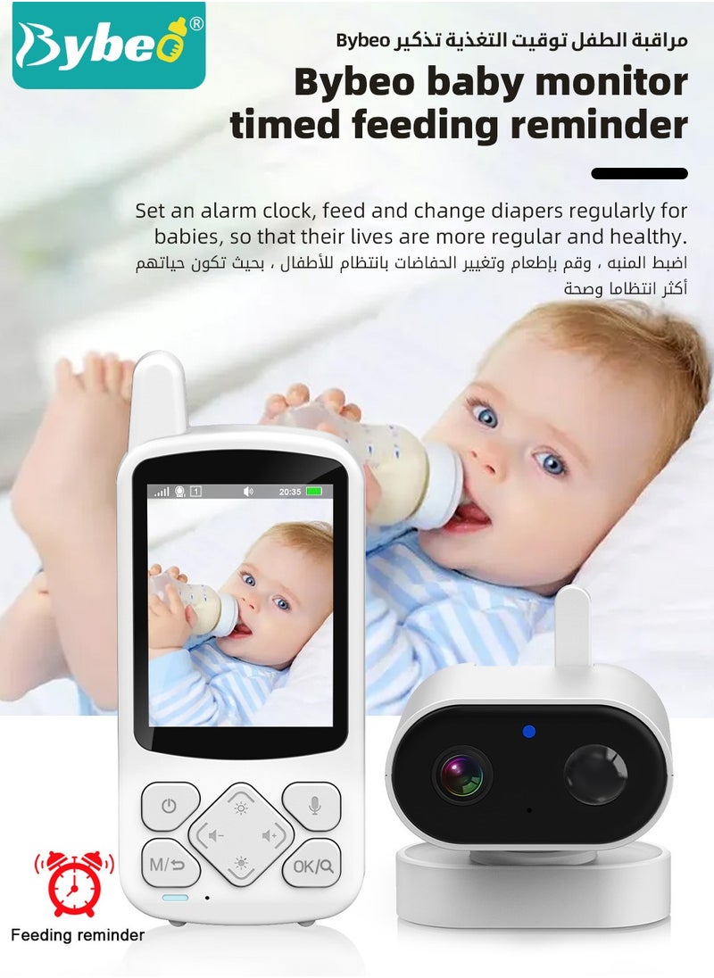 Upgrade Baby Monitor, 2.8 Inch LCD Display Baby Camera Monitor with Camera and 2-Way Audio, Ultra-Clear Night Vision, Temperature Sensor and 8 Lullabies, Ideal for Baby/Elderly/Pet