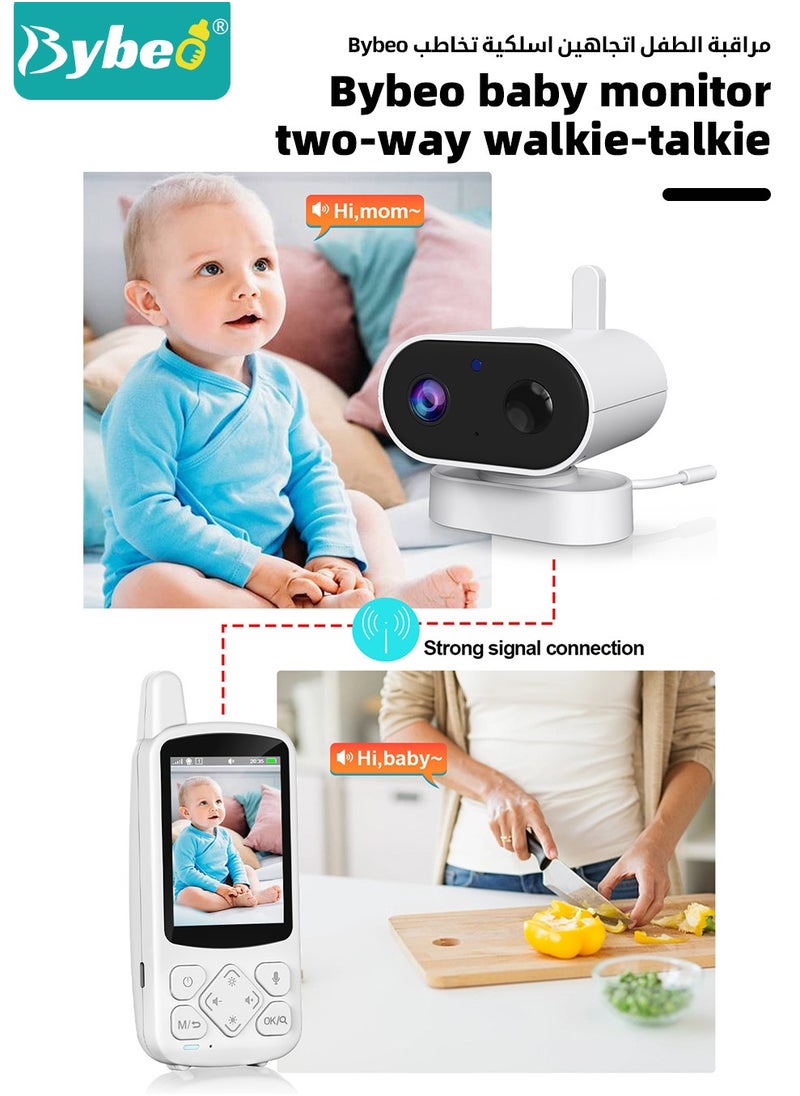 Upgrade Baby Monitor, 2.8 Inch LCD Display Baby Camera Monitor with Camera and 2-Way Audio, Ultra-Clear Night Vision, Temperature Sensor and 8 Lullabies, Ideal for Baby/Elderly/Pet