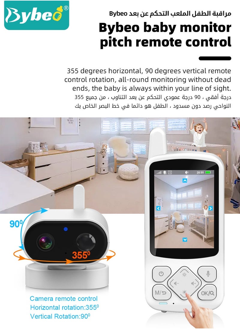 Bybeo Upgrade Baby Monitor, 2.8 Inch LCD Display Baby Camera Monitor with Camera and 2-Way Audio, Ultra-Clear Night Vision, Temperature Sensor and 8 Lullabies, Ideal for Baby/Elderly/Pet  - Image 4
