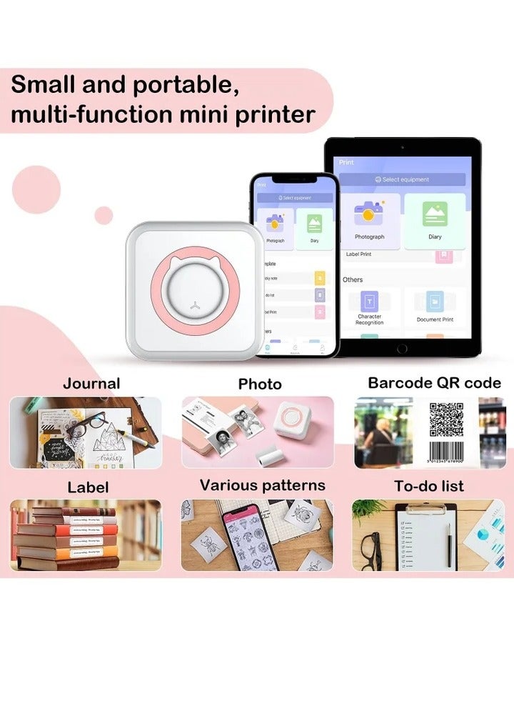 Mini Pocket Sticker Printer, Bluetooth Wireless Portable Mobile Printer Machine Thermal Printer for Notes, Memo, Photo, Pocket Label Receipt Printer Compatible with iOS & Android - Image 3