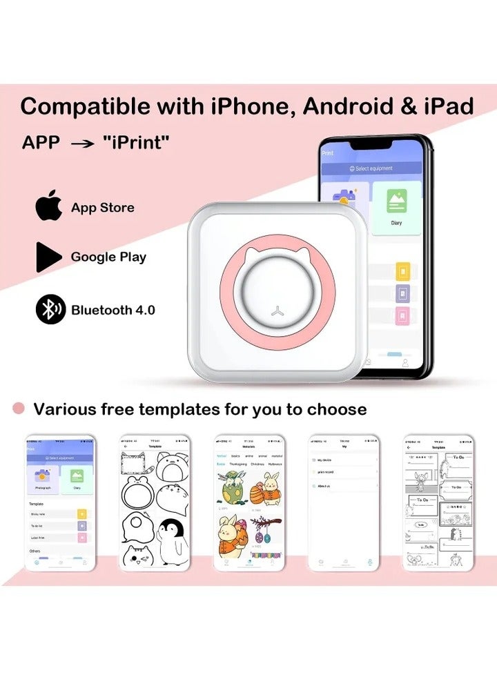 Mini Pocket Sticker Printer, Bluetooth Wireless Portable Mobile Printer Machine Thermal Printer for Notes, Memo, Photo, Pocket Label Receipt Printer Compatible with iOS & Android - Image 2