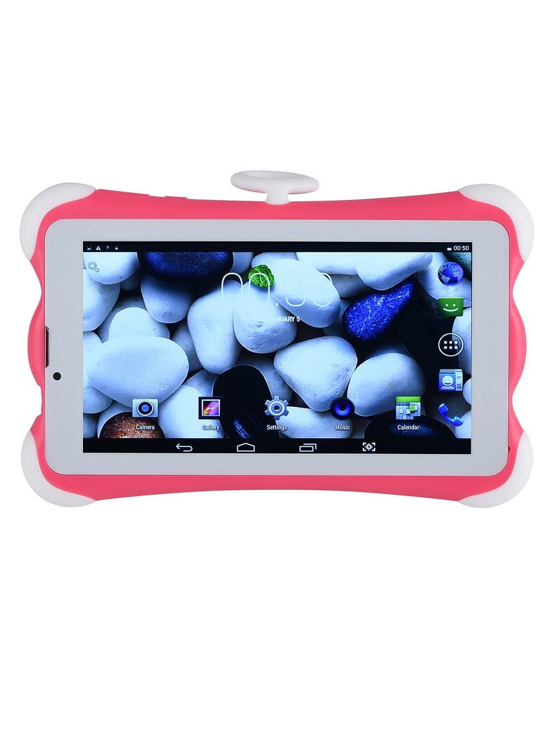 AROAQ A8 Children Tablet, 7 inch IPS Display Screen Kids Learning Machine, Dual Cameras Wifi Bluetooth Android Tablet, Dual Sim Card Student Tablet PC With Octa Core Processor, (1pc, Pink And White, 64GB) - Image 1