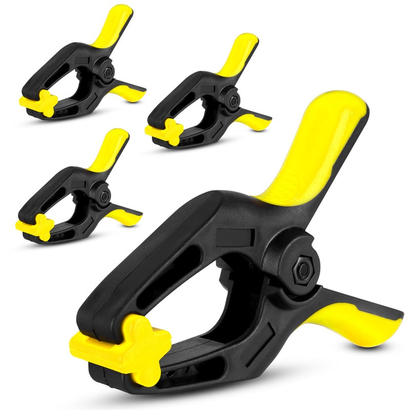 Wicify 6 Inch Heavy Duty Clamps- Pack of 4 Large Plastic Spring Clamps for Woodworking and Pool Cover Clips with 3 inch Mouth Opening Crafts, Backdrop Stand and Cover Holding (6 Inch Pack of 4) - Image 1