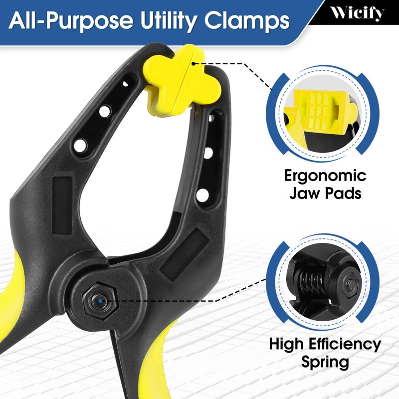 Wicify 6 Inch Heavy Duty Clamps- Pack of 4 Large Plastic Spring Clamps for Woodworking and Pool Cover Clips with 3 inch Mouth Opening Crafts, Backdrop Stand and Cover Holding (6 Inch Pack of 4) - Image 3