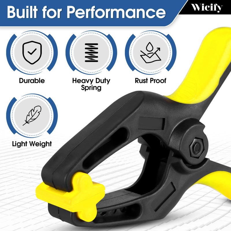 Wicify 6 Inch Heavy Duty Clamps- Pack of 4 Large Plastic Spring Clamps for Woodworking and Pool Cover Clips with 3 inch Mouth Opening Crafts, Backdrop Stand and Cover Holding (6 Inch Pack of 4) - Image 4