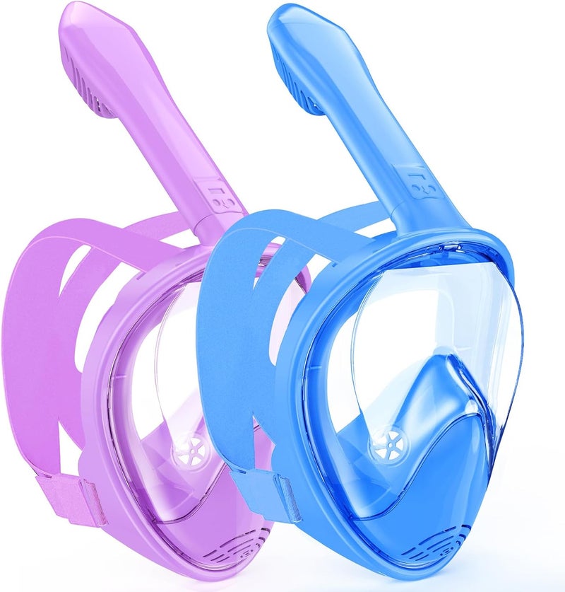 Kids Snorkel Mask Full Face, Snorkeling Gear for Kids with Camera Mount, 180 Degree Panoramic View Snorkeling Set Anti-Fog Anti-Leak - Image 1