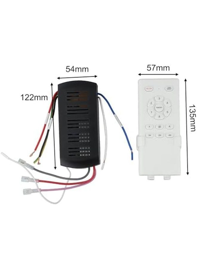 Ceiling Fan Remote Control Kit With Light Switch 6 Speed Settings Receiver - Image 3