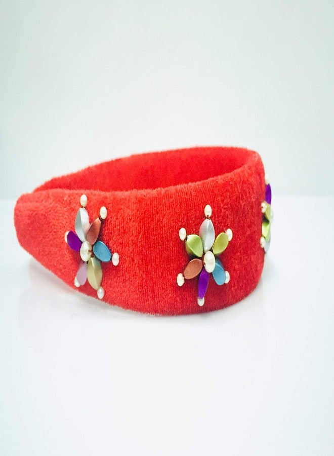 Nnr Girls Beaded Hair Bands With Stone Work_ Pack Of 1 Pcs Red Color - Image 3