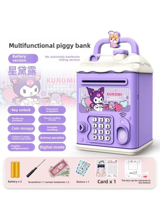 Generic - The Children's Girl's Kulomi Piggy Bank Can Be Accessed Only In And Out Of The Boy's Savings Password Box For The Package.-Color:Kuromi [key Unlocking⭐Password Fingerprint⭐Manual Door Opening] Battery Model - Image 1