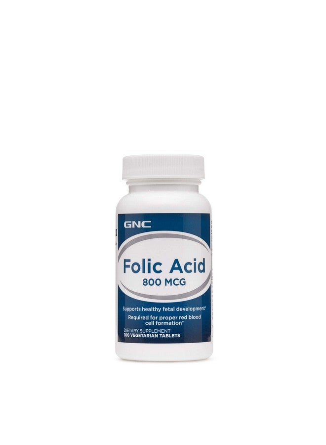 GNC Folic Acid 800mcg | Supports Healthy Fetal Development | Required for Proper Red Blood Cell Formation | Vegetarian Formula | 100 Count - Image 1