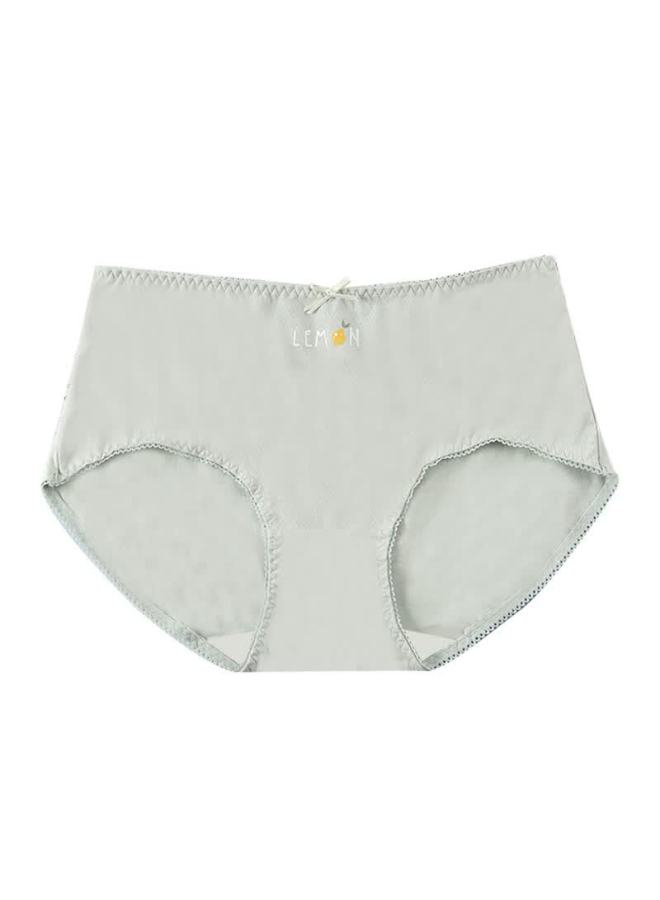 Deanfun Pure Cotton Women's Mid-waist Simple Green Floral Fresh Style Triangle Panties 3-pack Gift Box L