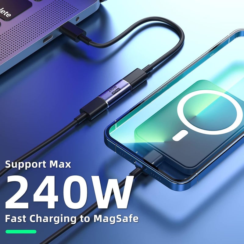 Microware موصل USB C بقوة 240 واط، محول أنثوي إلى أنثوي من نوع USB C متوافق مع Thunderbolt 4/3 يدعم شحن يصل إلى 240 واط، نقل بيانات بسرعة 40 جيجابت في الثانية وفيديو بدقة 8K@60Hz (MMPL-107-240W) - Image 2