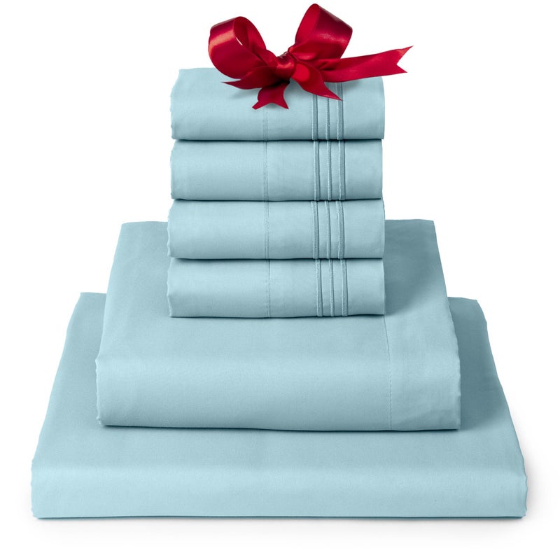 ميلاني Mellanni Iconic California King Sheet Set - ملاءات سرير من 6 قطع (بما في ذلك 4 وسادات) مقصورة بعمق 16 بوصة من ألواح التبريد الناعمة الإضافية الناعمة. - Image 1