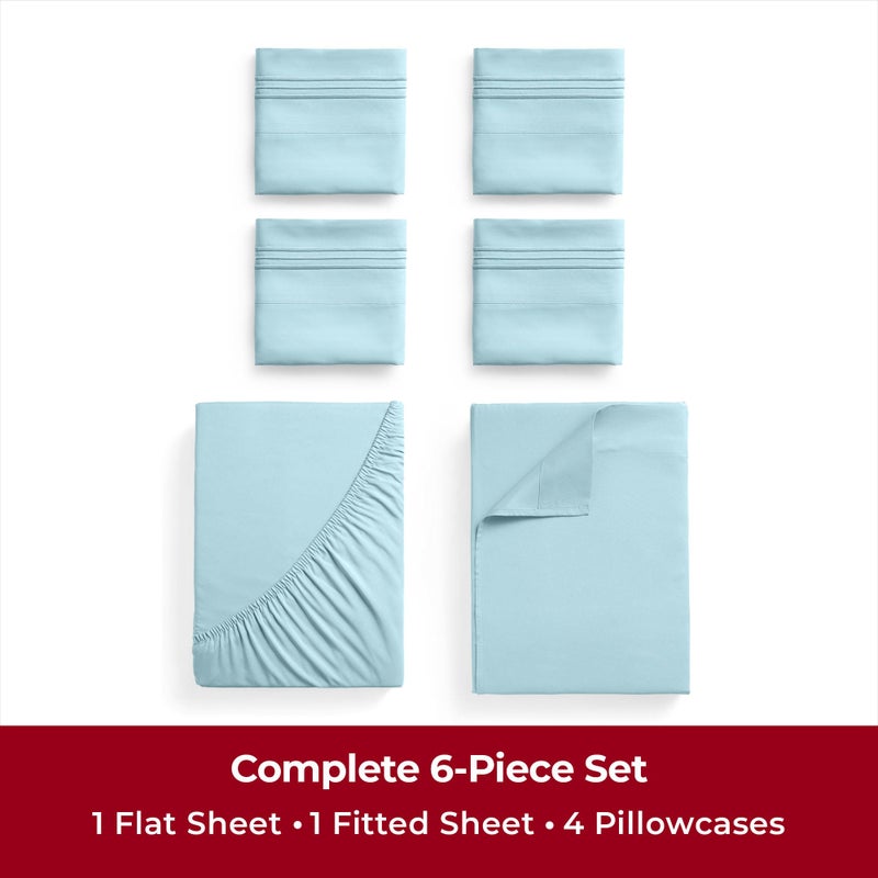 ميلاني Mellanni Iconic California King Sheet Set - ملاءات سرير من 6 قطع (بما في ذلك 4 وسادات) مقصورة بعمق 16 بوصة من ألواح التبريد الناعمة الإضافية الناعمة. - Image 2