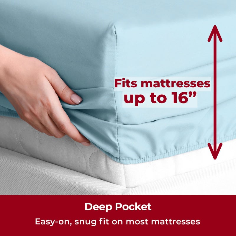 ميلاني Mellanni Iconic California King Sheet Set - ملاءات سرير من 6 قطع (بما في ذلك 4 وسادات) مقصورة بعمق 16 بوصة من ألواح التبريد الناعمة الإضافية الناعمة. - Image 4