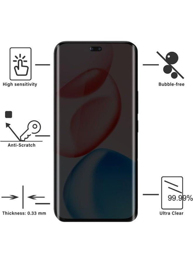 واقي شاشة للخصوصية لهاتف Honor 400 Pro، مصنوع من زجاج مقاوم للأشعة فوق البنفسجية، يدعم قارئ بصمات الأصابع، منحني بدرجة صلابة 9H، مضاد للتجسس، مصنوع من زجاج مقوى - Image 4