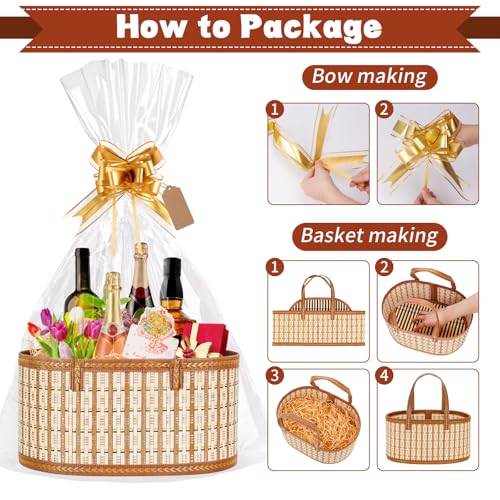 Dreamtop 3 Set Baskets for Gifts Empty, Woven Bamboo Gift Basket Empty Large with Handles, Sturdy Gift Basket Kit Empty to Fill for Christmas Birthday Baby Shower Wedding Gift - Image 4