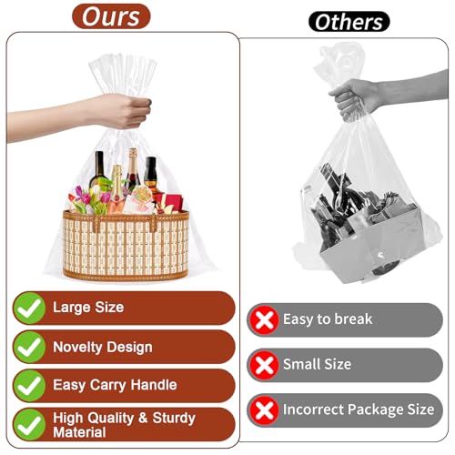 Dreamtop 3 Set Baskets for Gifts Empty, Woven Bamboo Gift Basket Empty Large with Handles, Sturdy Gift Basket Kit Empty to Fill for Christmas Birthday Baby Shower Wedding Gift - Image 3