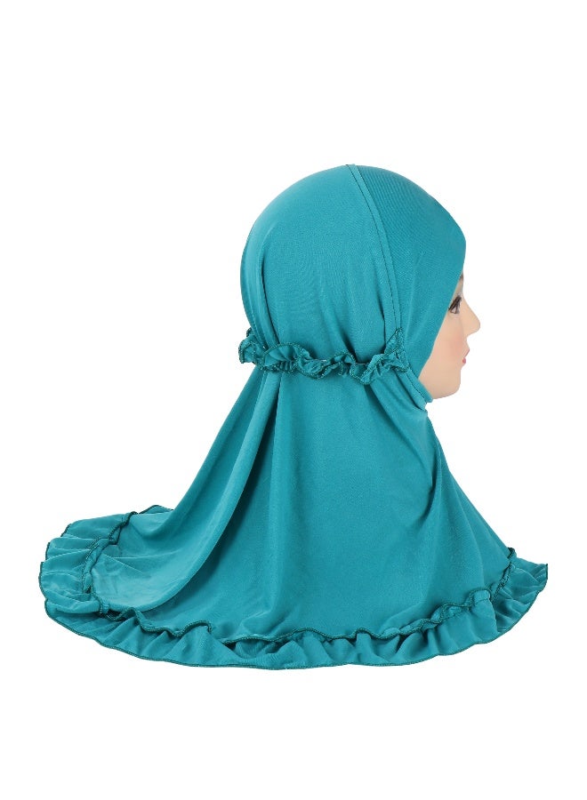 NIBEMINENT Hijab Scarf Girls Kids Ruffle Lotus Leaf Hijabs Solid Color Head Scarfs for Baby  - Image 1
