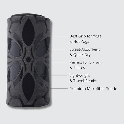 Clever Yoga Hot Yoga Mat Towel – Non-Slip Grip for Hot Yoga, Sweat Absorbent, Honeycomb Silicone Grip, Stays Flat – Ideal for Pilates, Travel, Washable & Lightweight - Gray - Image 2