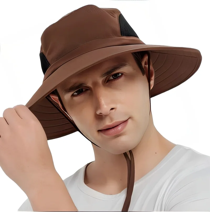 Tezzgelsin Unisex Wide Brim Mesh Foldable Beach Hat