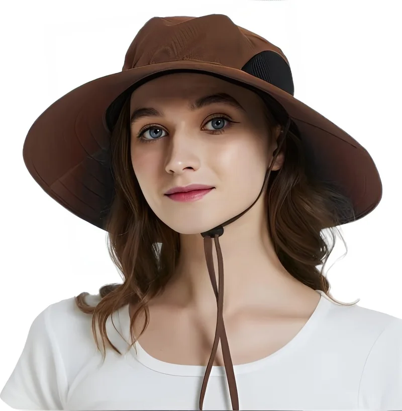 Tezzgelsin Unisex Wide Brim Mesh Foldable Beach Hat
