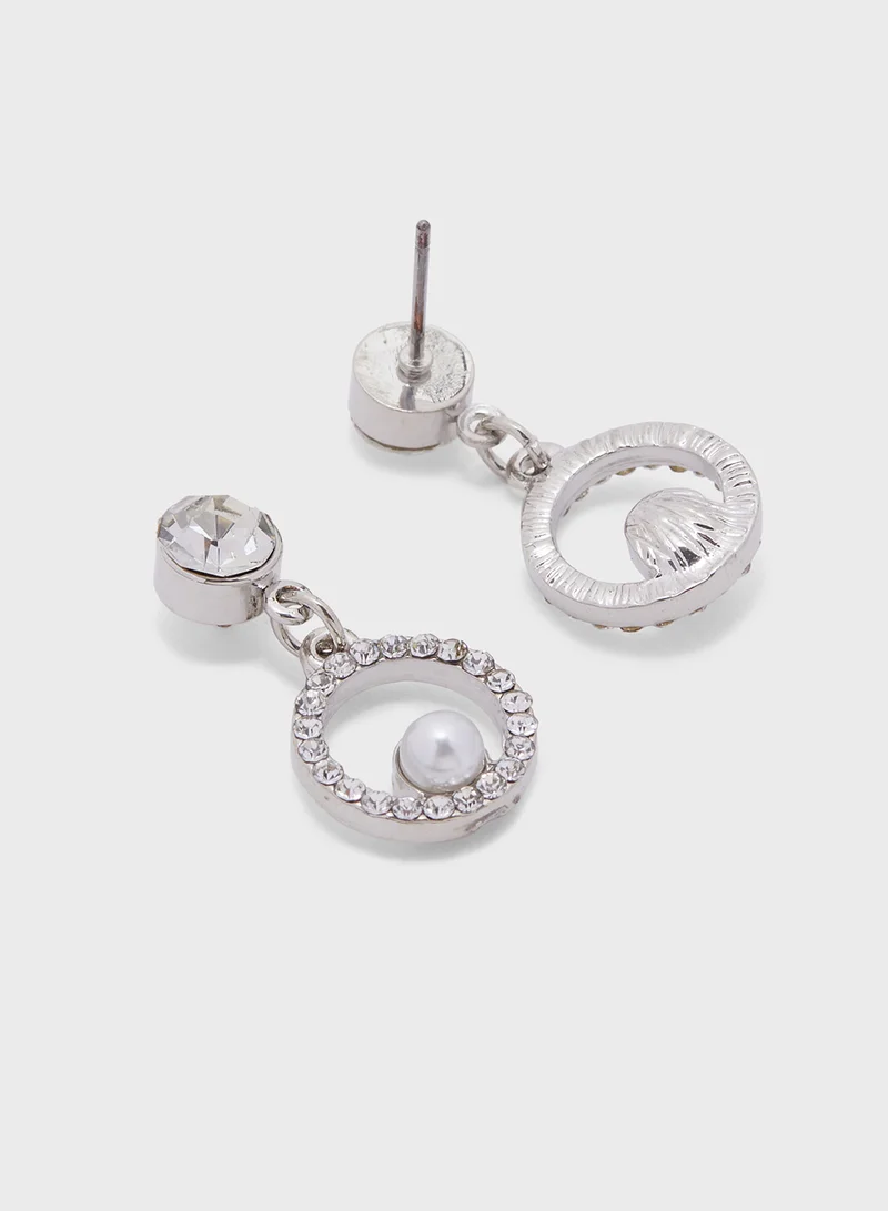 Ella Limited Edition Pearl Diamante Pendant Necklace  & Drop Earrings Set
