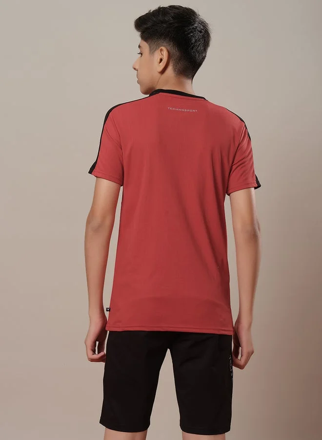 Technosport  Color Block Short Sleeve Regular Fit T-Shirt for Men | Best Price UAE