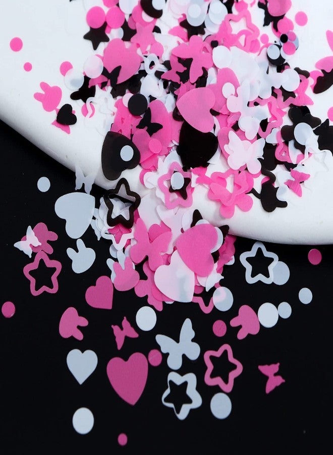 TBRZTR Nail Art Glitter Flakes 12 Grids Nail Sequins Love Heart Butterfly Stars Round Rabbit Nail Supplies Mixed 3 Colors Glitter Nail Charms Designs DIY Nail Decorations Nail Art Accessories for Women Girls - Image 3