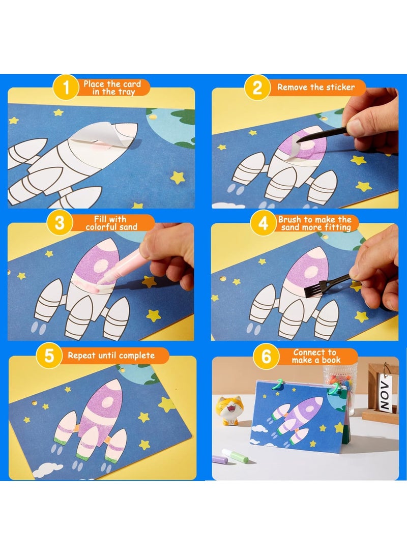 Barakah 32 Pcs Kids Sand Art Kit, 16 Color Vehicle Sand Painting Set with 16 Scenic Sheets, DIY Craft Art Supplies for Boys and Girls Ages 6-12, Creative Arts and Crafts Educational Gift - Image 4