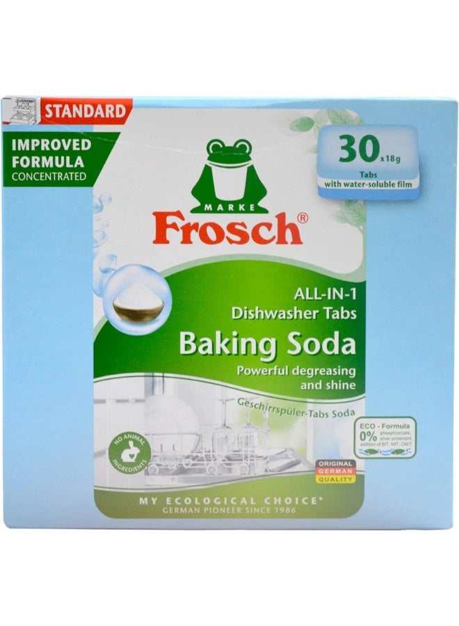 Frosch Baking Soda Automatic Dishwashing Tabs - 30 Tabs, Powerful And Eco-Friendly Cleaning Solution