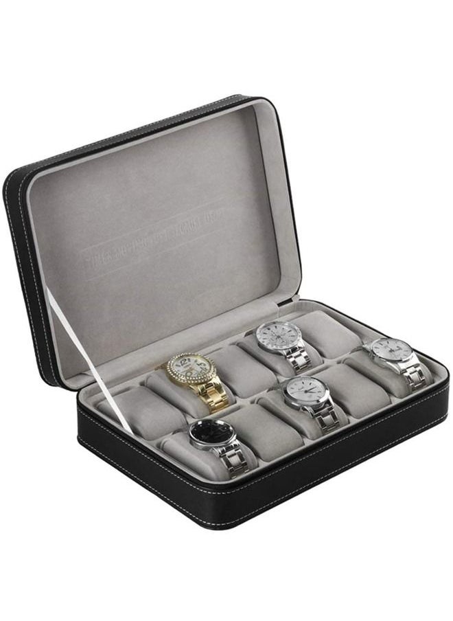PADOM - Padom Watch Box Portable Travel Zipper Case Collector Storage, portable zipper watch box PU leather watch box 10 Slot - Image 1